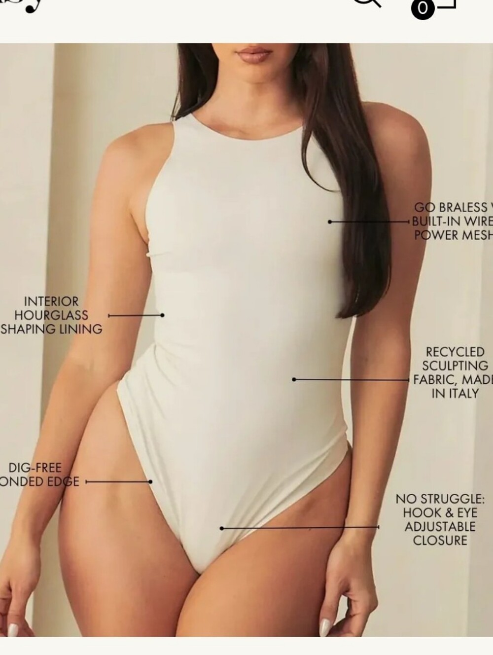 NWT Pinsy Bonded High Neck Shapesuit Shapewear Bone XL